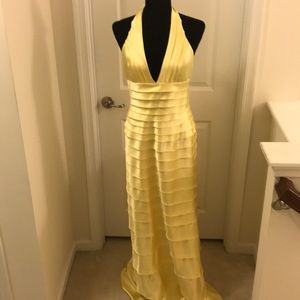 BCBG MaxAzaria tiered formal halter dress